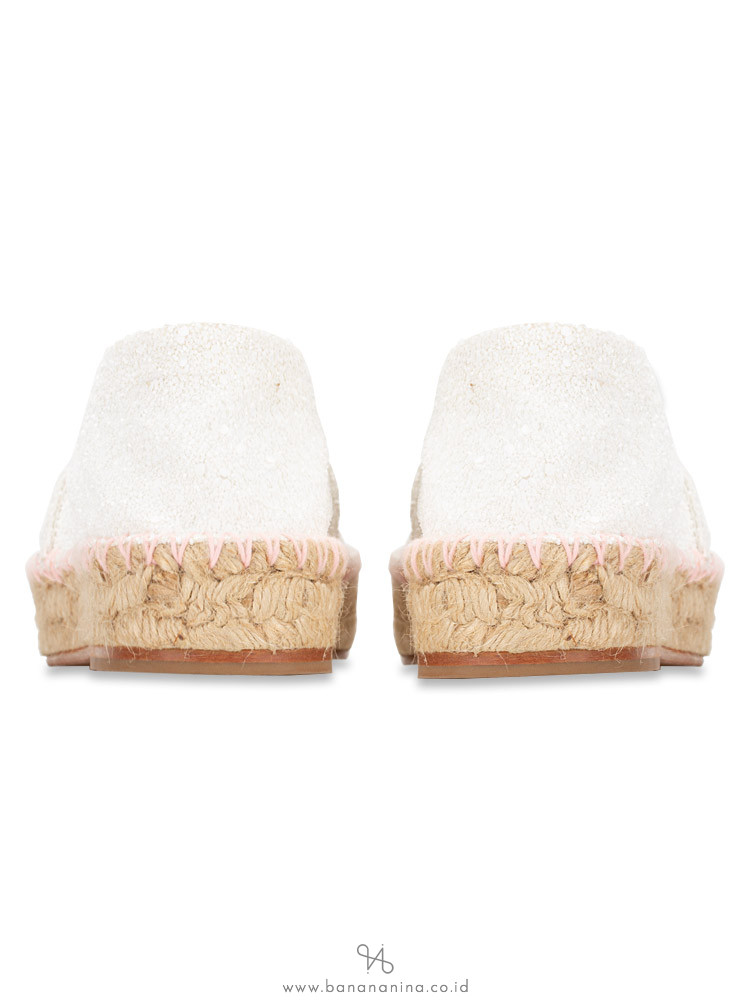 CHIARA FERRAGNI Glitter Flirting Eyes Espadrilles White Sz 37