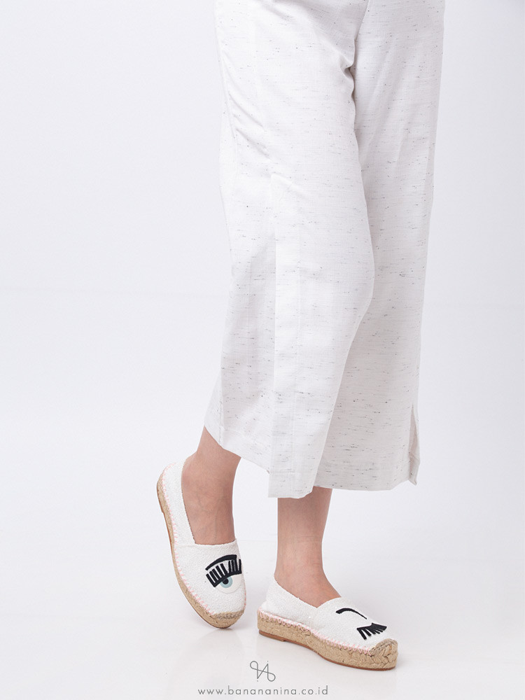 CHIARA FERRAGNI Glitter Flirting Eyes Espadrilles White Sz 37