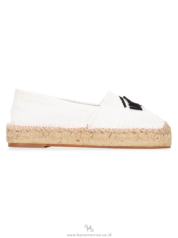 CHIARA FERRAGNI Glitter Flirting Eyes Espadrilles White Sz 37