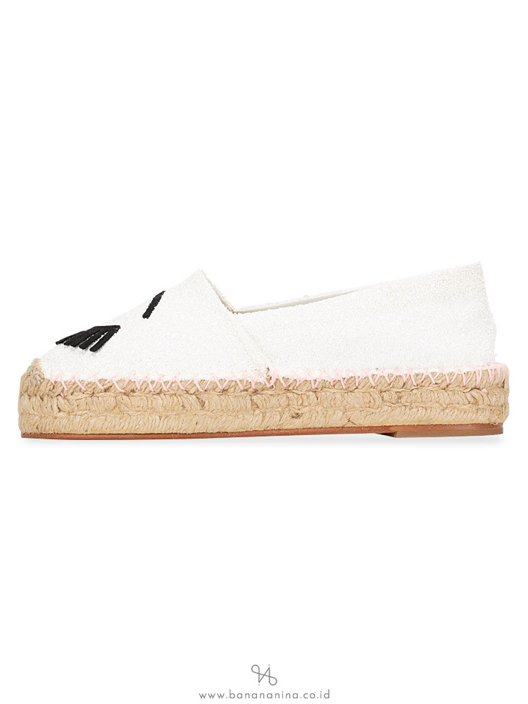 CHIARA FERRAGNI Glitter Flirting Eyes Espadrilles White Sz 37