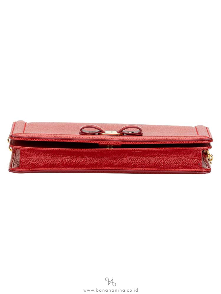 SALVATORE FERRAGAMO Vara Wallet On Chain Rosso Red