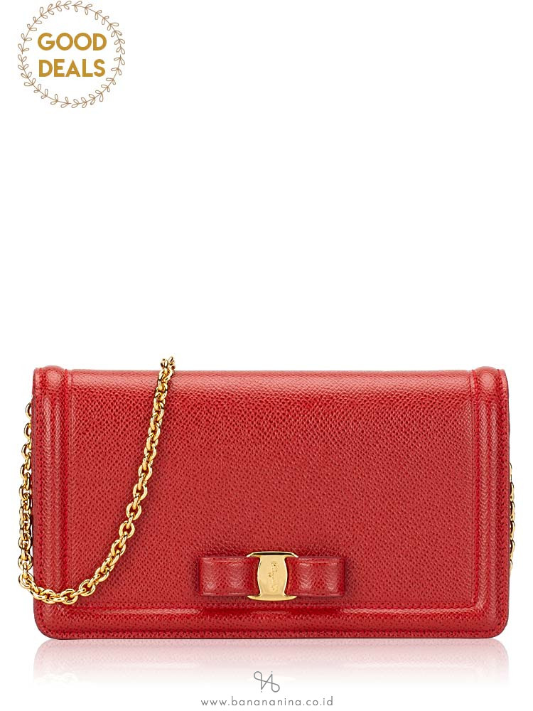 SALVATORE FERRAGAMO Vara Wallet On Chain Rosso Red