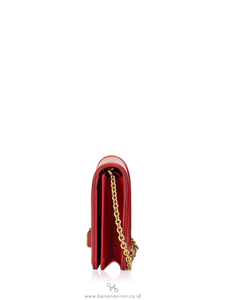 SALVATORE FERRAGAMO Vara Wallet On Chain Rosso Red