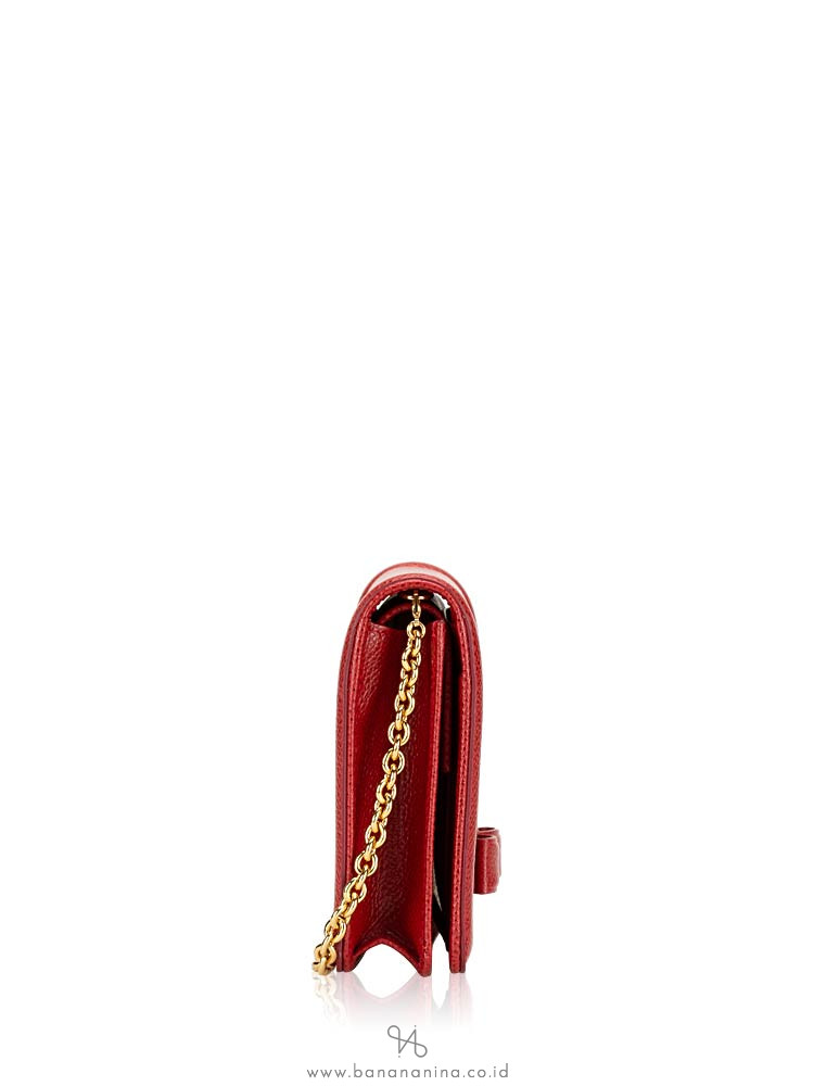 SALVATORE FERRAGAMO Vara Wallet On Chain Rosso Red