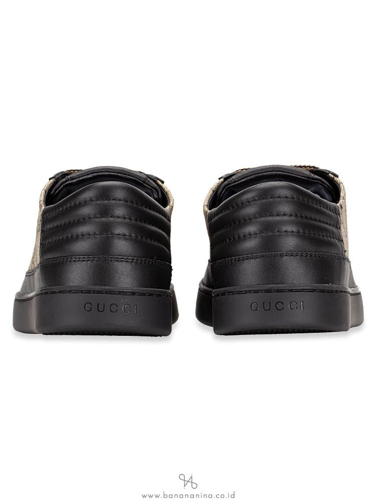 GUCCI Men GG Supreme Sneakers Beige Black Sz 9