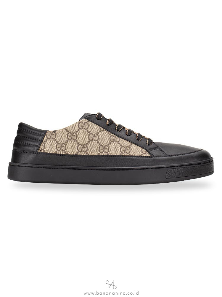 GUCCI Men GG Supreme Sneakers Beige Black Sz 9