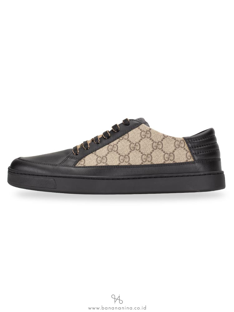 GUCCI Men GG Supreme Sneakers Beige Black Sz 9