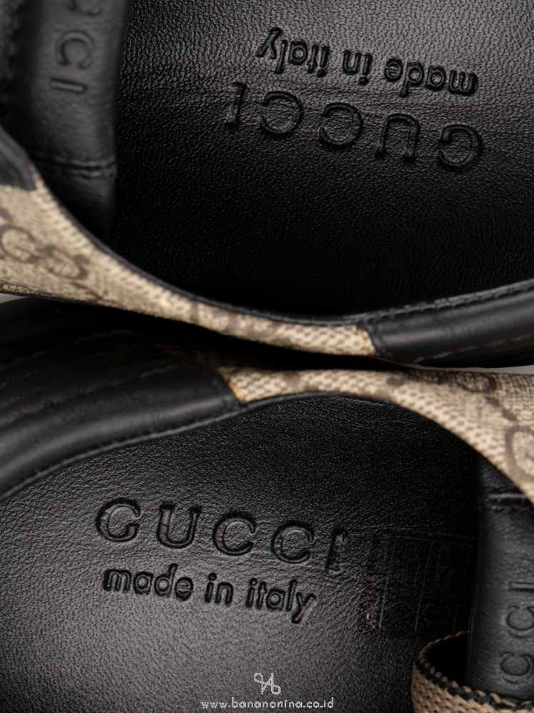 GUCCI Men GG Supreme Sneakers Beige Black Sz 9