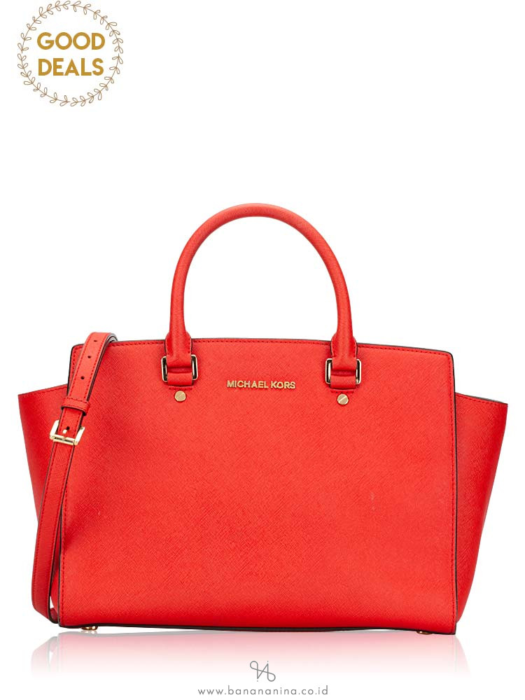 MICHAEL KORS Selma Large Saffiano Satchel Mandarin