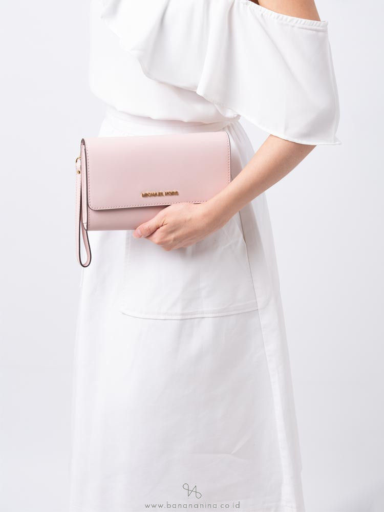 MICHAEL KORS Jet Set Travel 3 In 1 Wristlet Clutch Crossbody Blossom