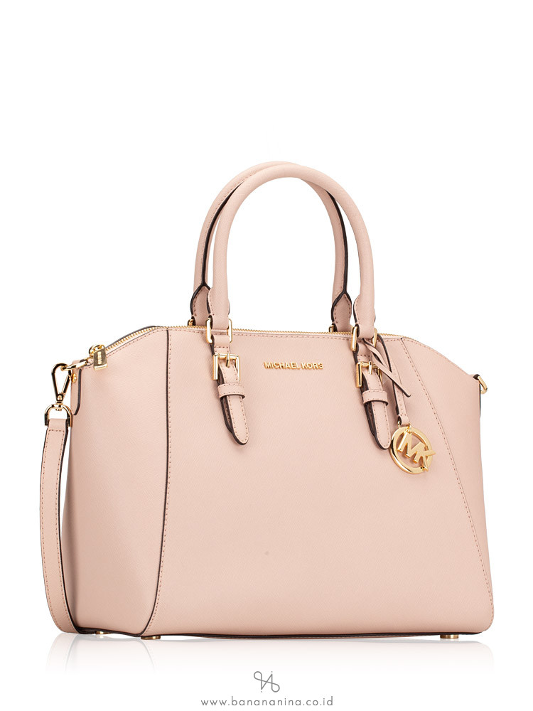 MICHAEL KORS Ciara Saffiano Large Top Zip Satchel Blossom