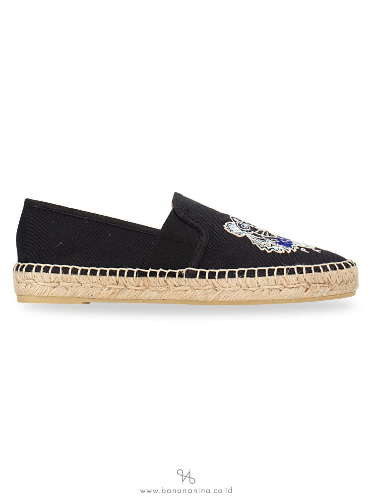 KENZO Tiger Canvas Elastic Espadrille Black Sz 36