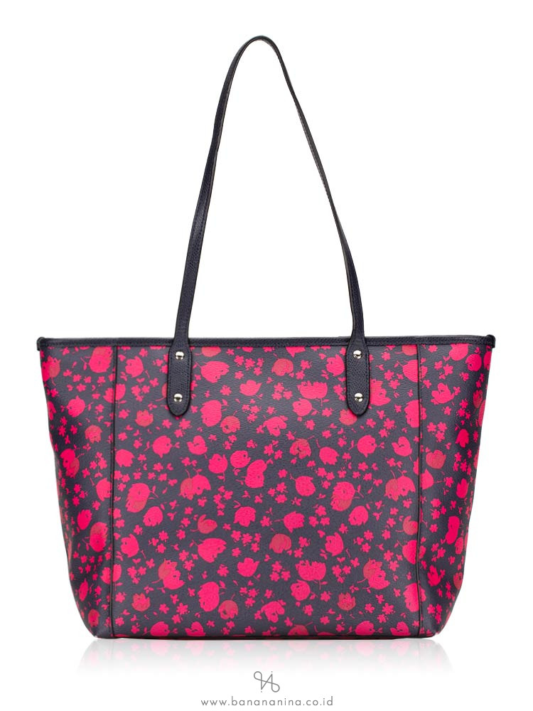COACH 57283 Prairie Calico Floral City Tote Midnight Pink Ruby