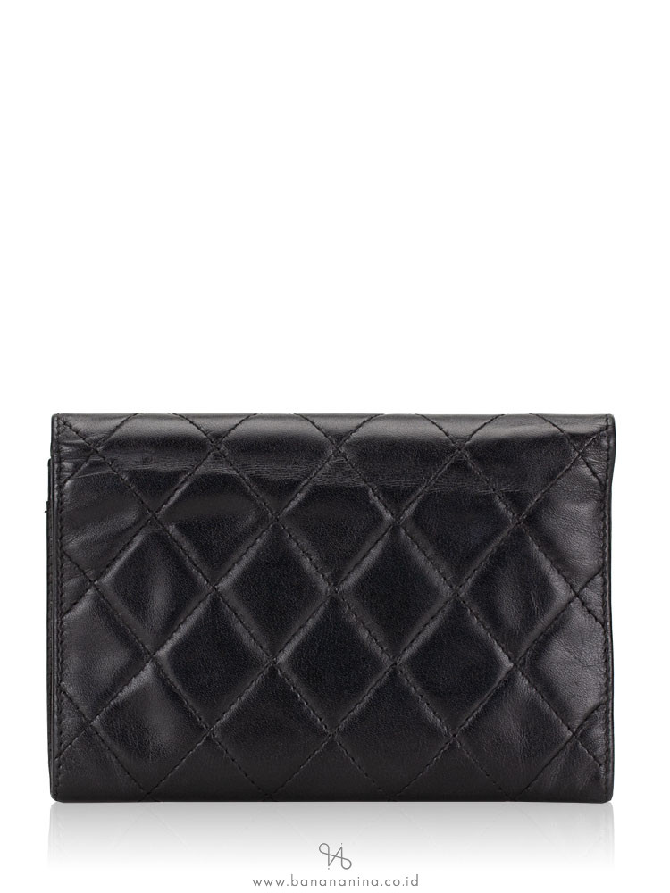 CHANEL Calfskin Quilted Cambon Flap Wallet Black