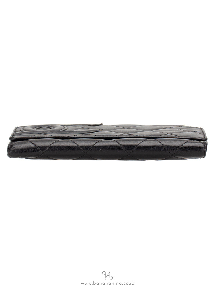 CHANEL Calfskin Quilted Cambon Flap Wallet Black