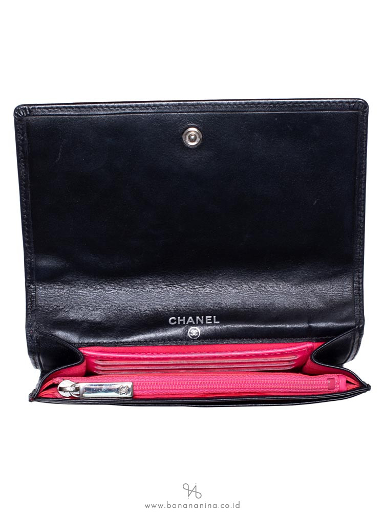 CHANEL Calfskin Quilted Cambon Flap Wallet Black