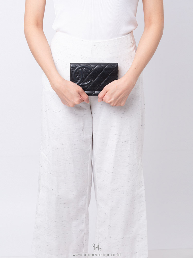 CHANEL Calfskin Quilted Cambon Flap Wallet Black