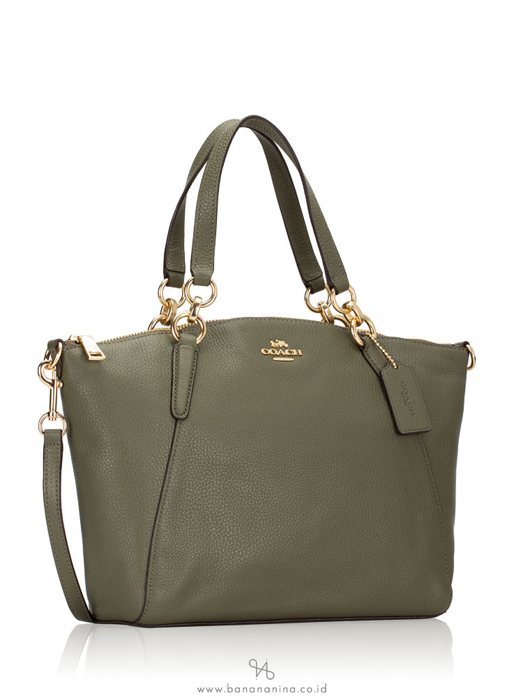 COACH 28993 Pebbled Leather Small Kelsey Military Green