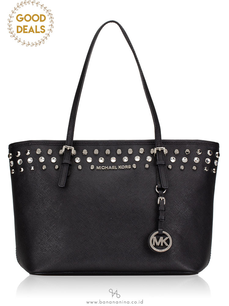 MICHAEL KORS Jet Set Travel Jewel Small Tote Black