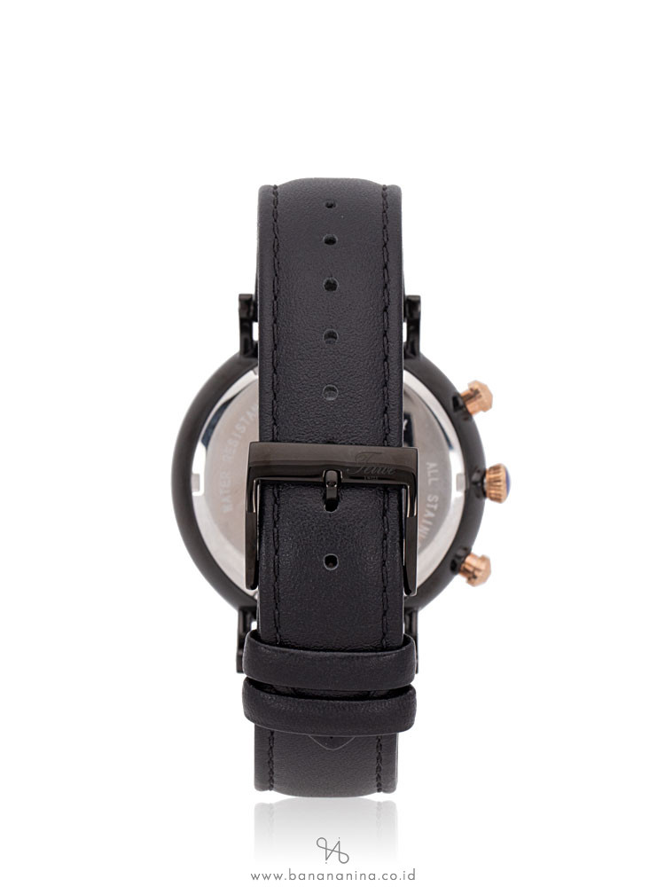 TEIWE Men TW99238G-B01 Chronograph Leather Strap Black