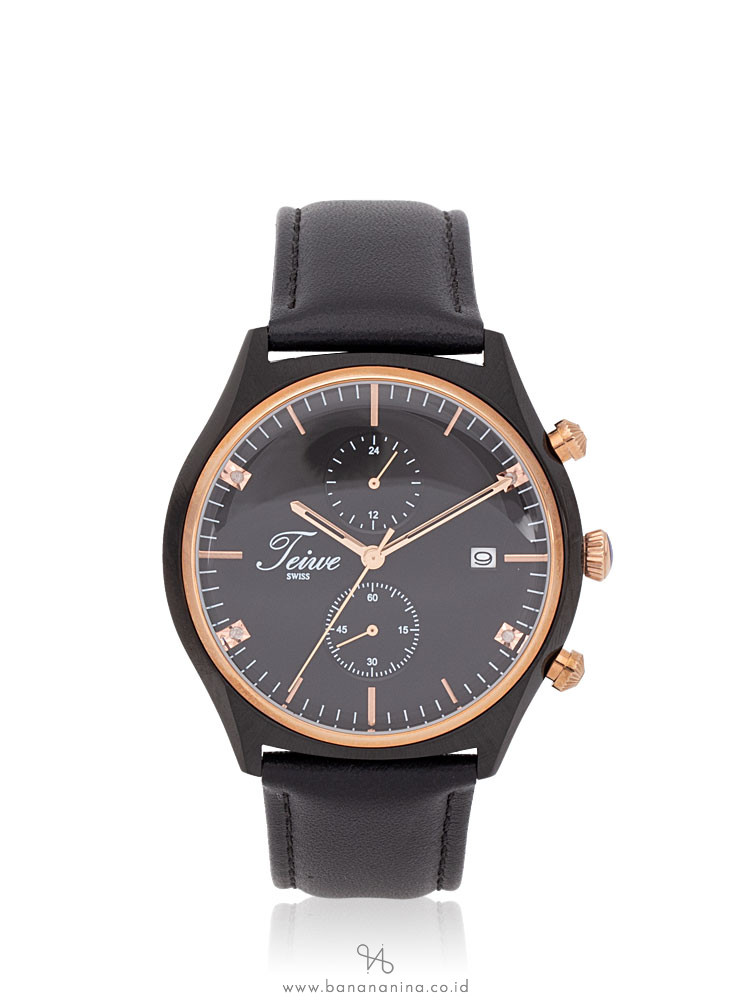 TEIWE Men TW99235G-B01 Gent Leather Strap Black
