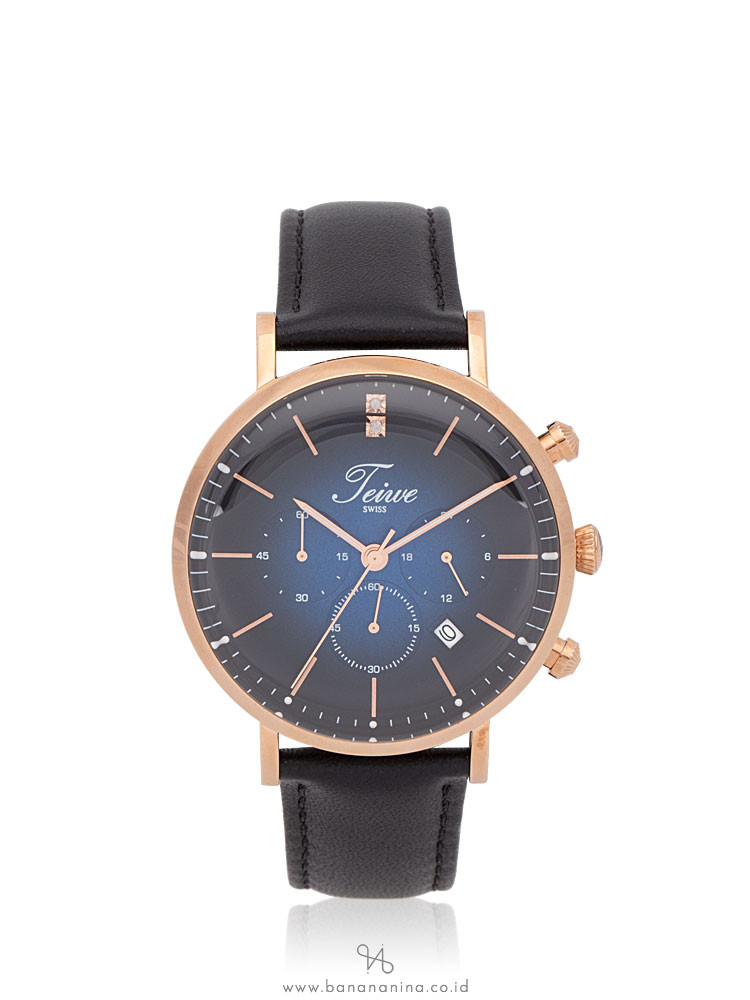 TEIWE Men TW99238G-B02 Gent Chronograph Leather Strap Black