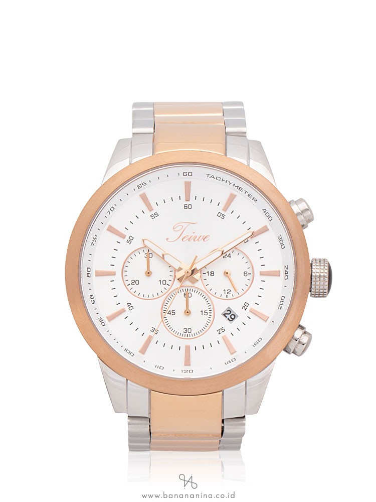 TEIWE Men TWC-18012 Gent Chronograph Stainless Silver Rosegold