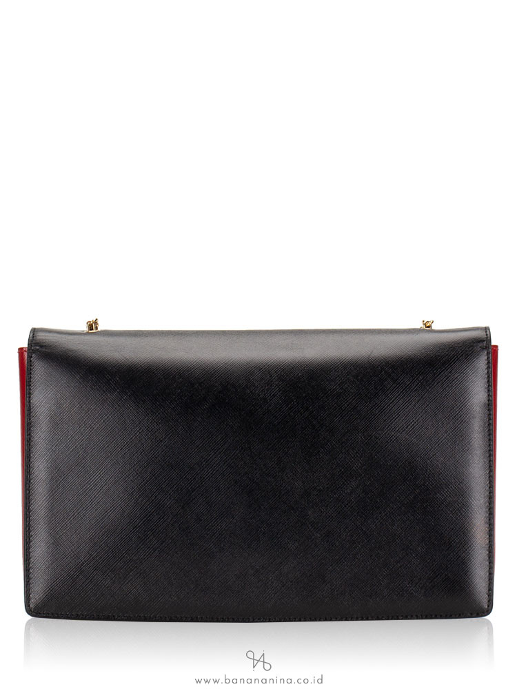 SALVATORE FERRAGAMO Ginny Vara Medium Leather Crossbody Black Red