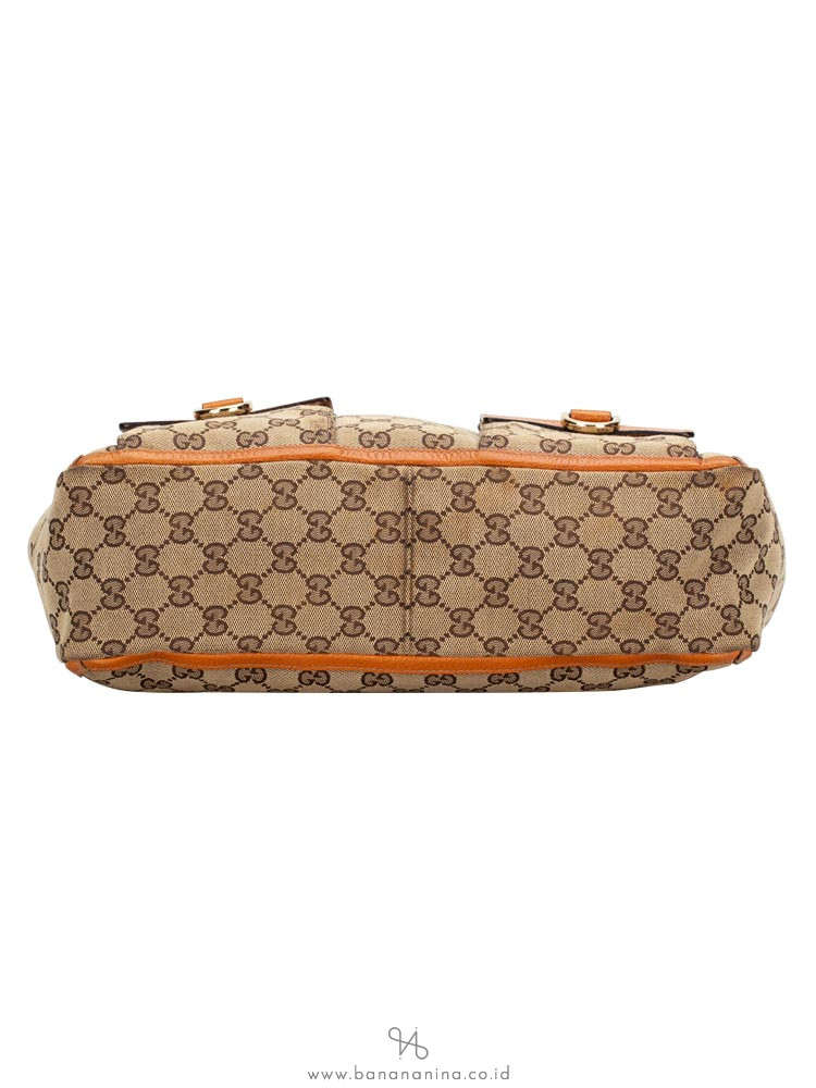 GUCCI Canvas Abbey Pocket Tote Bag Orange