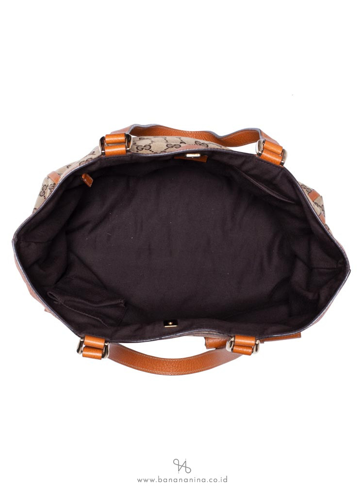 GUCCI Canvas Abbey Pocket Tote Bag Orange