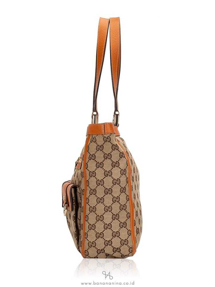 GUCCI Canvas Abbey Pocket Tote Bag Orange