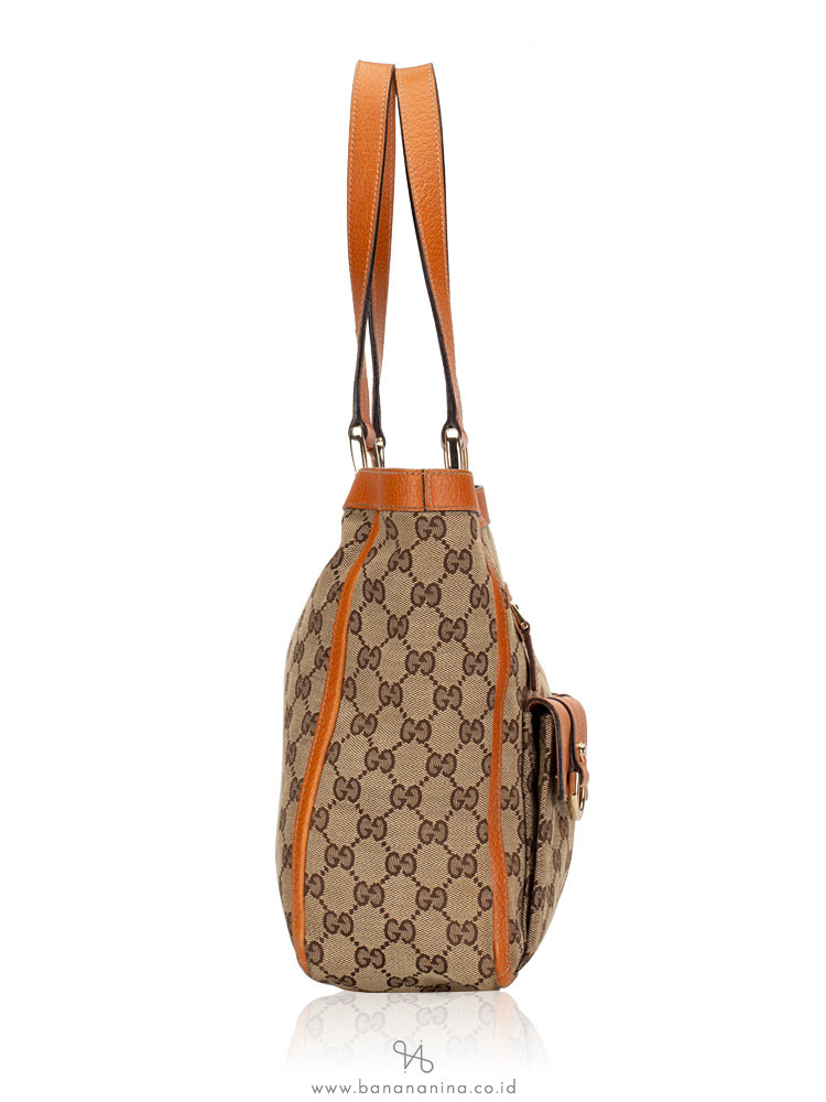 GUCCI Canvas Abbey Pocket Tote Bag Orange