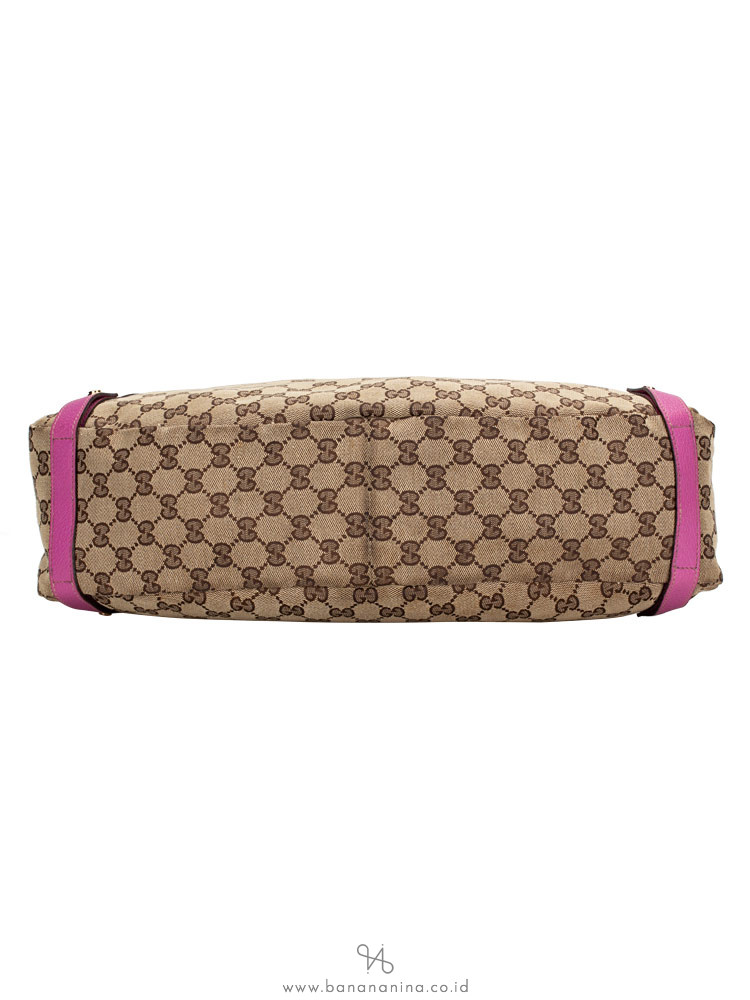 GUCCI Canvas Abbey Tote Bag Beige Pink