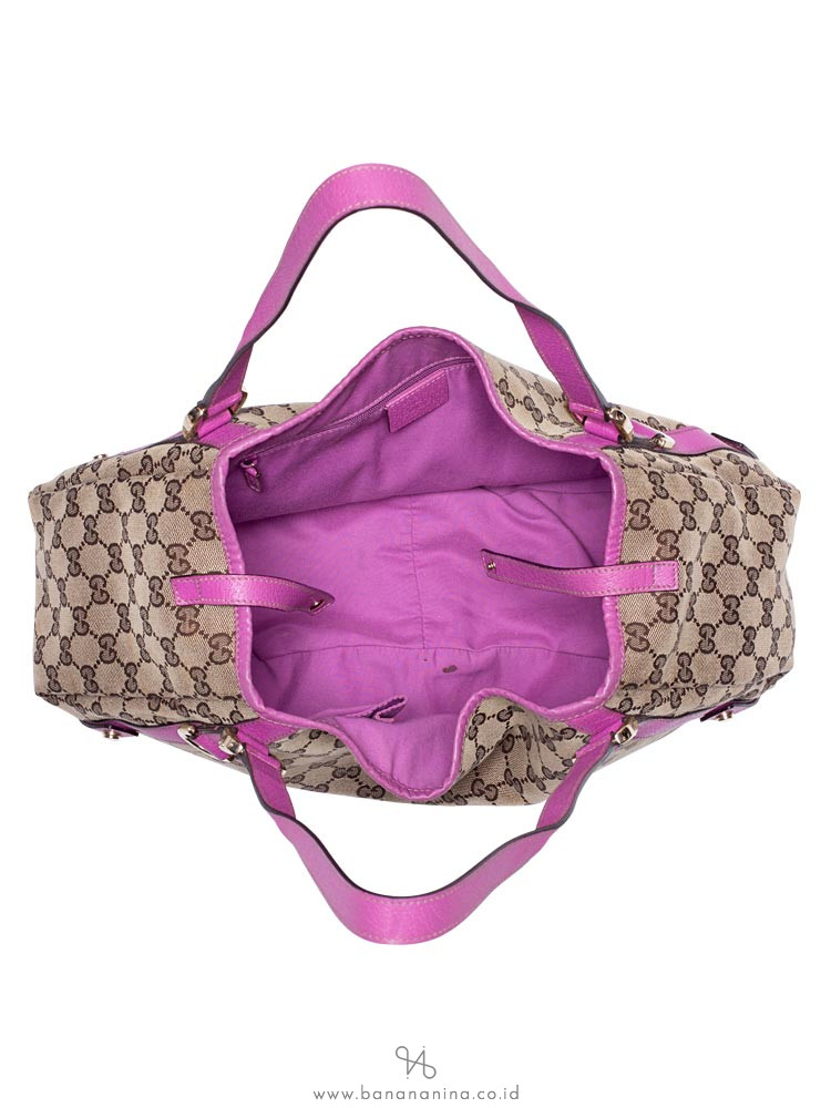 GUCCI Canvas Abbey Tote Bag Beige Pink