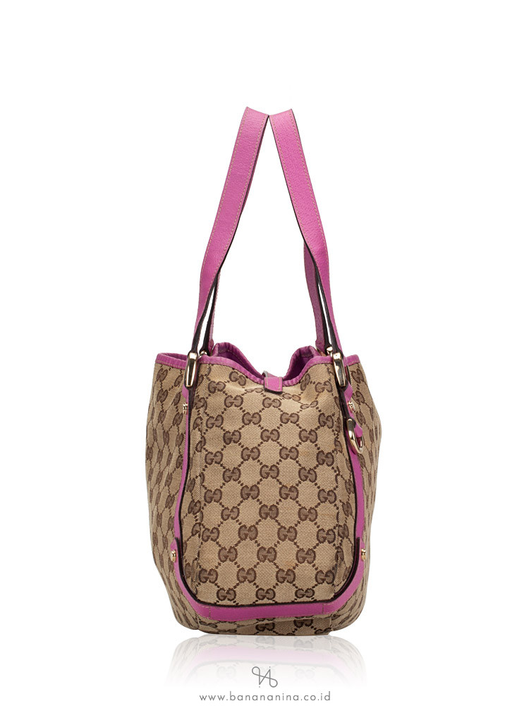 GUCCI Canvas Abbey Tote Bag Beige Pink