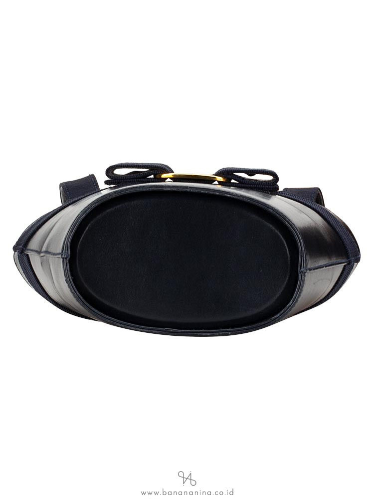 SALVATORE FERRAGAMO Vara Mini Bucket Bag Dark Navy
