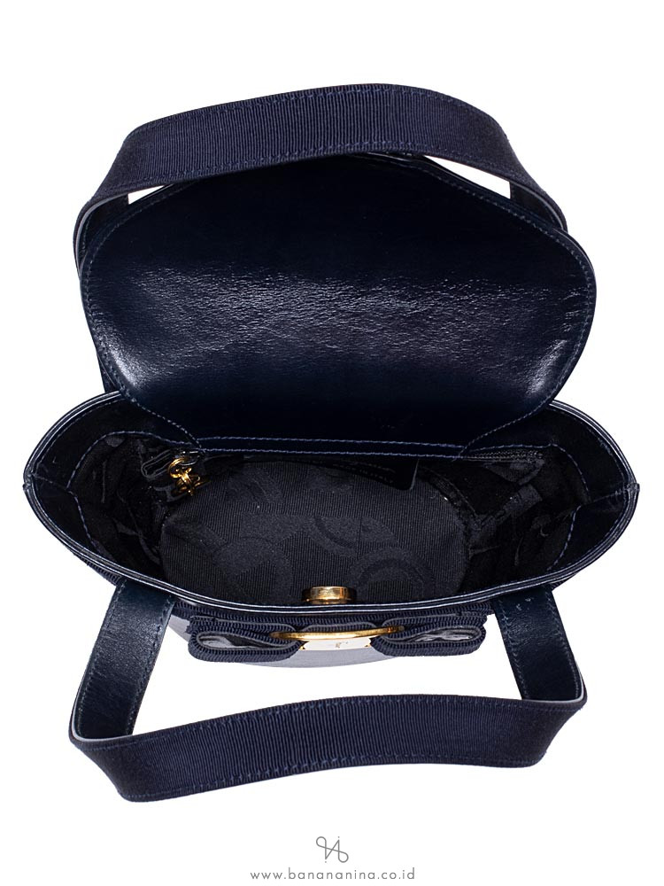 SALVATORE FERRAGAMO Vara Mini Bucket Bag Dark Navy