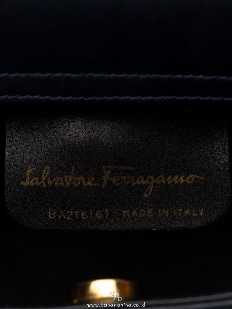 SALVATORE FERRAGAMO Vara Mini Bucket Bag Dark Navy