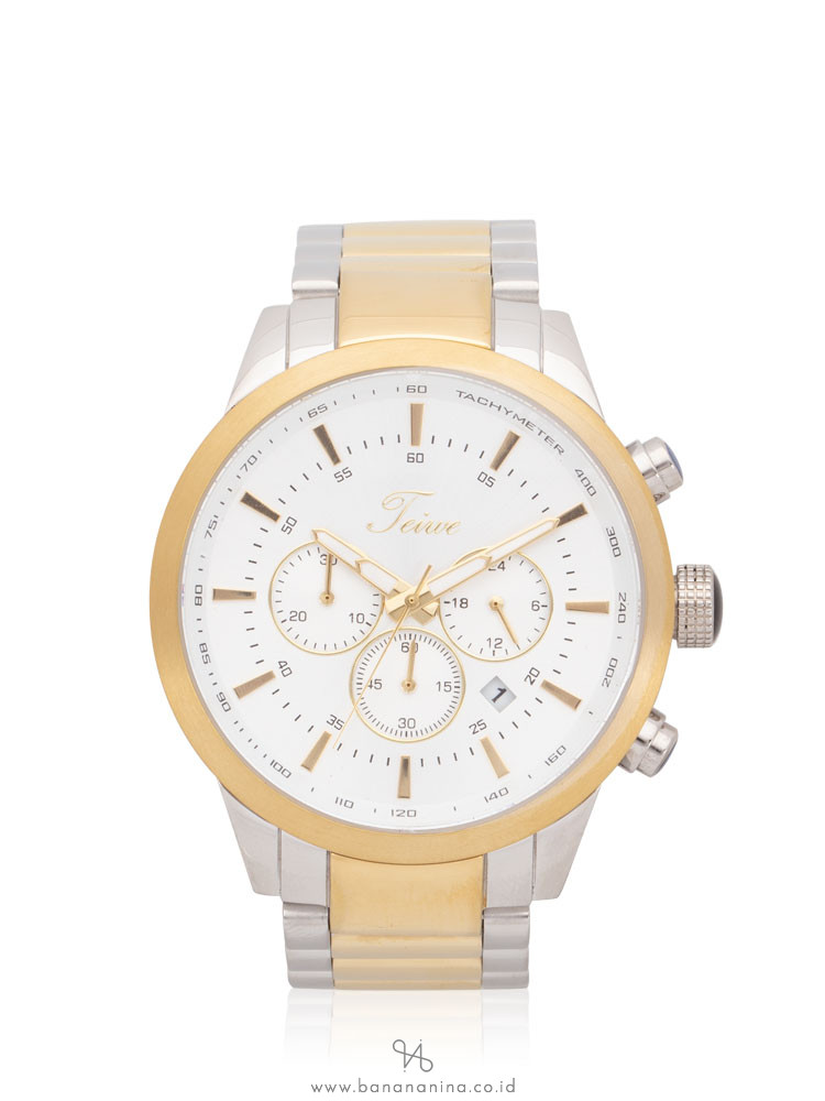 TEIWE Men TWC-18011 Chronograph Stainless Silver Gold