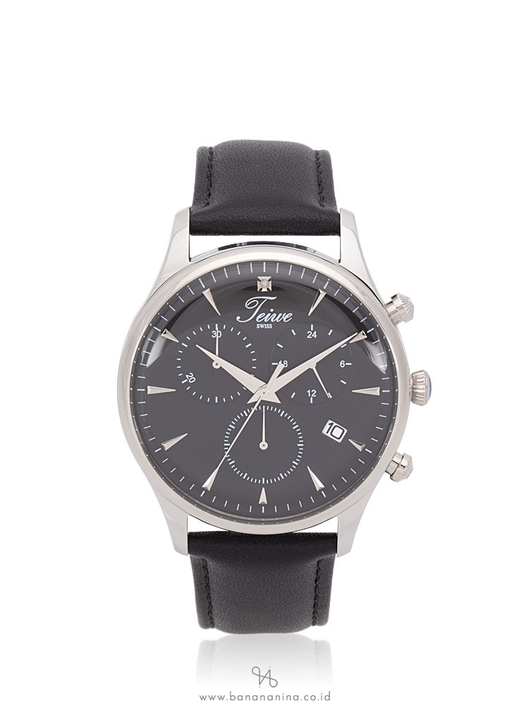 TEIWE Men TW99239G-B01 Gent Chronograph Leather Strap Black