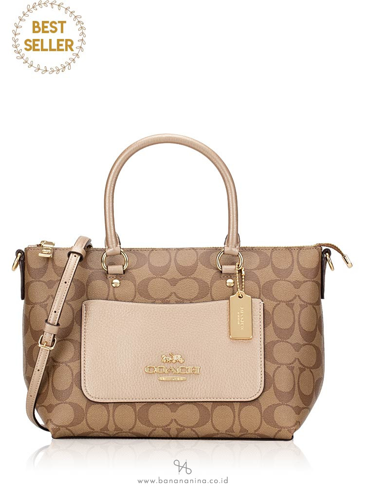 COACH 73286 Signature Metallic Mini Emma Khaki Platinum