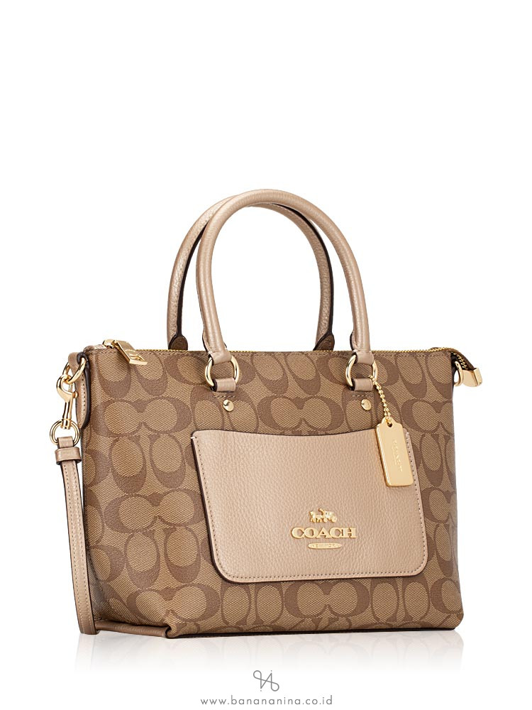 COACH 73286 Signature Metallic Mini Emma Khaki Platinum