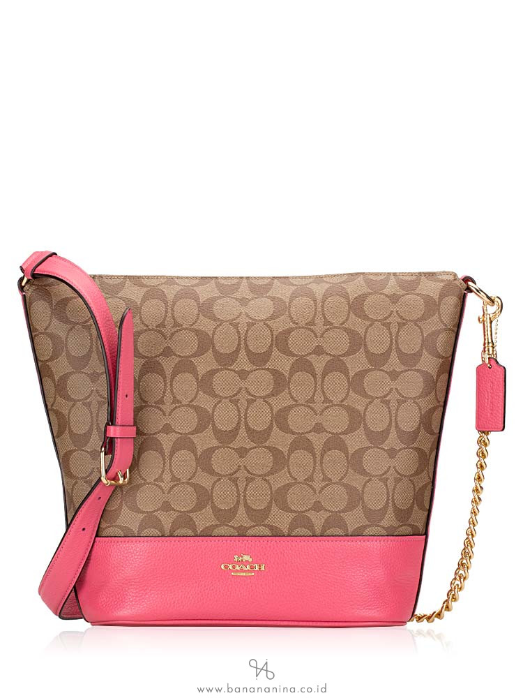 COACH 72852 Signature Paxton Duffle Khaki Pink Ruby