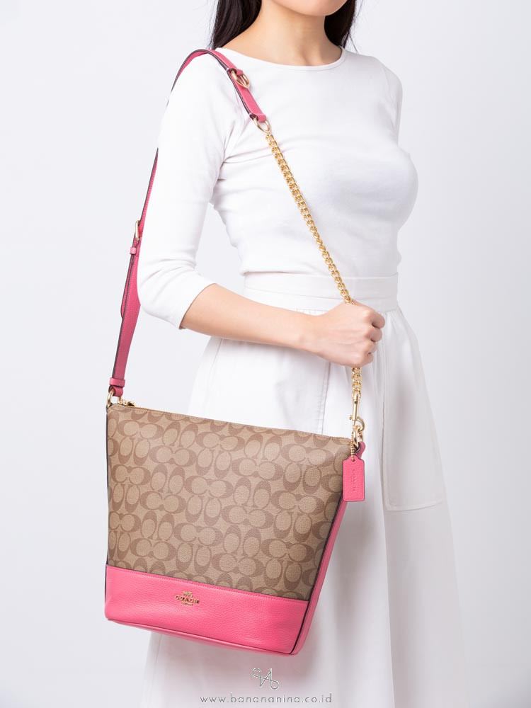 COACH 72852 Signature Paxton Duffle Khaki Pink Ruby