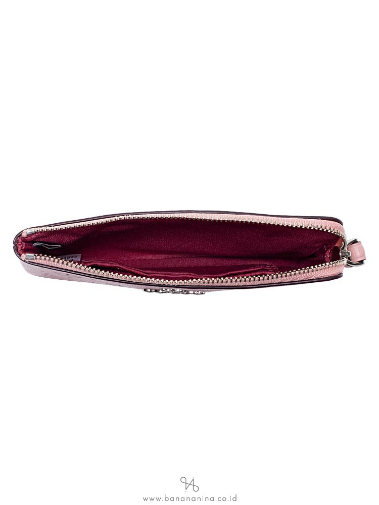 COACH 67608 Floral Perforated Zip Wallet Petal Strawberry