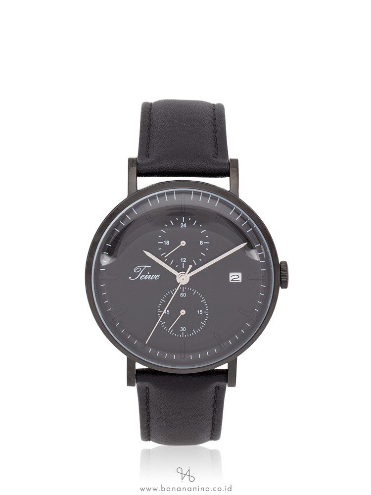 TEIWE Men TWC-19012 Leather Strap Black