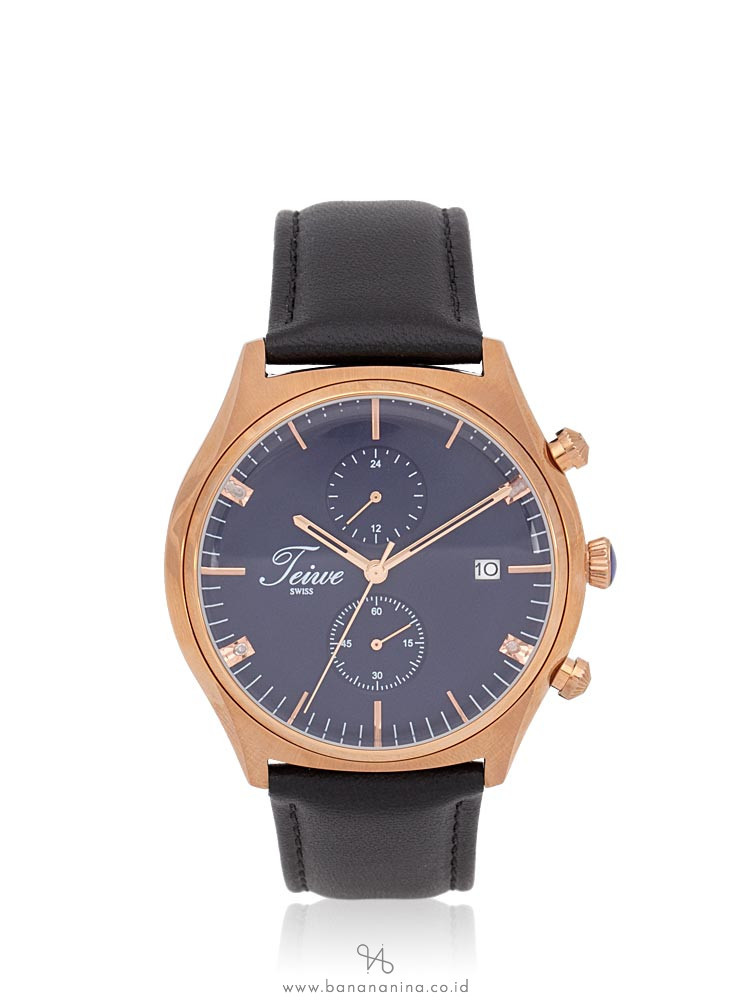 TEIWE Men TW99235G-B02 Leather Strap Black