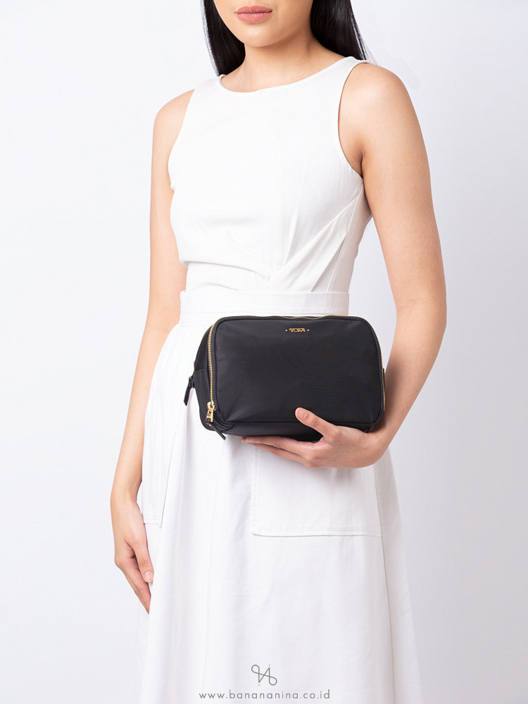 TUMI Lesley Nylon Double Zip Cosmetic Case Black