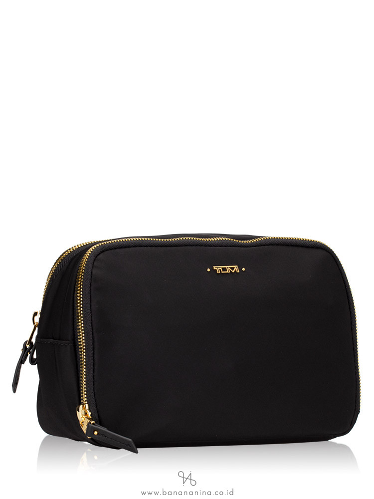 TUMI Lesley Nylon Double Zip Cosmetic Case Black