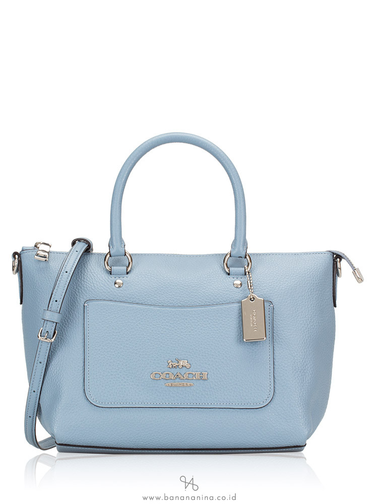 COACH 31466 Pebbled Leather Mini Ema Satchel Cornflower